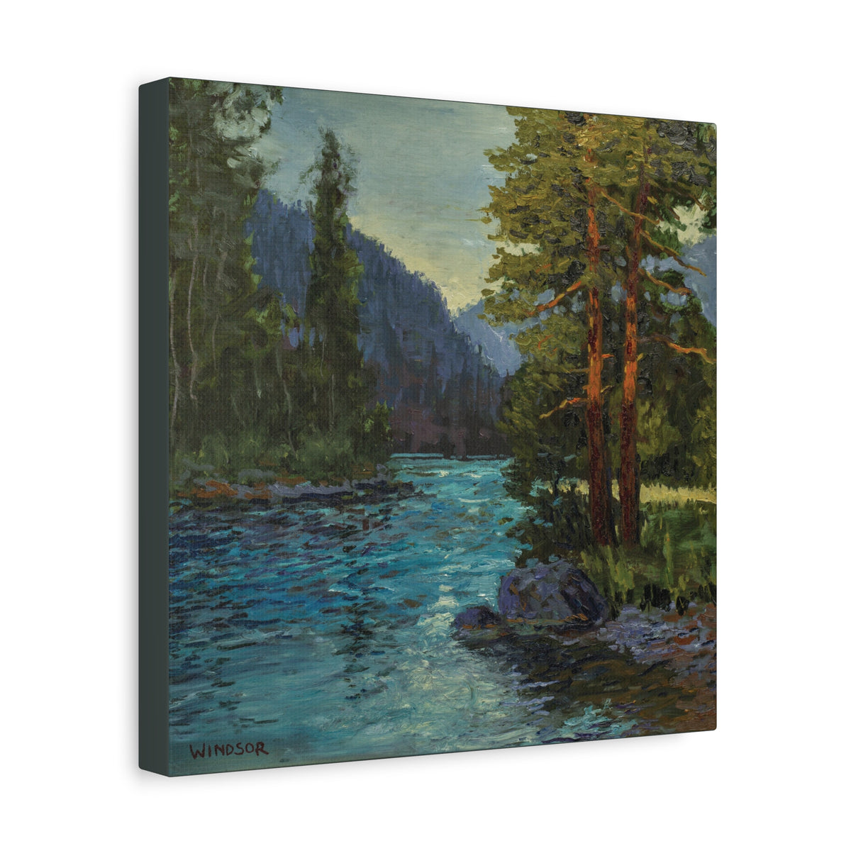 River and Pines Canvas Print