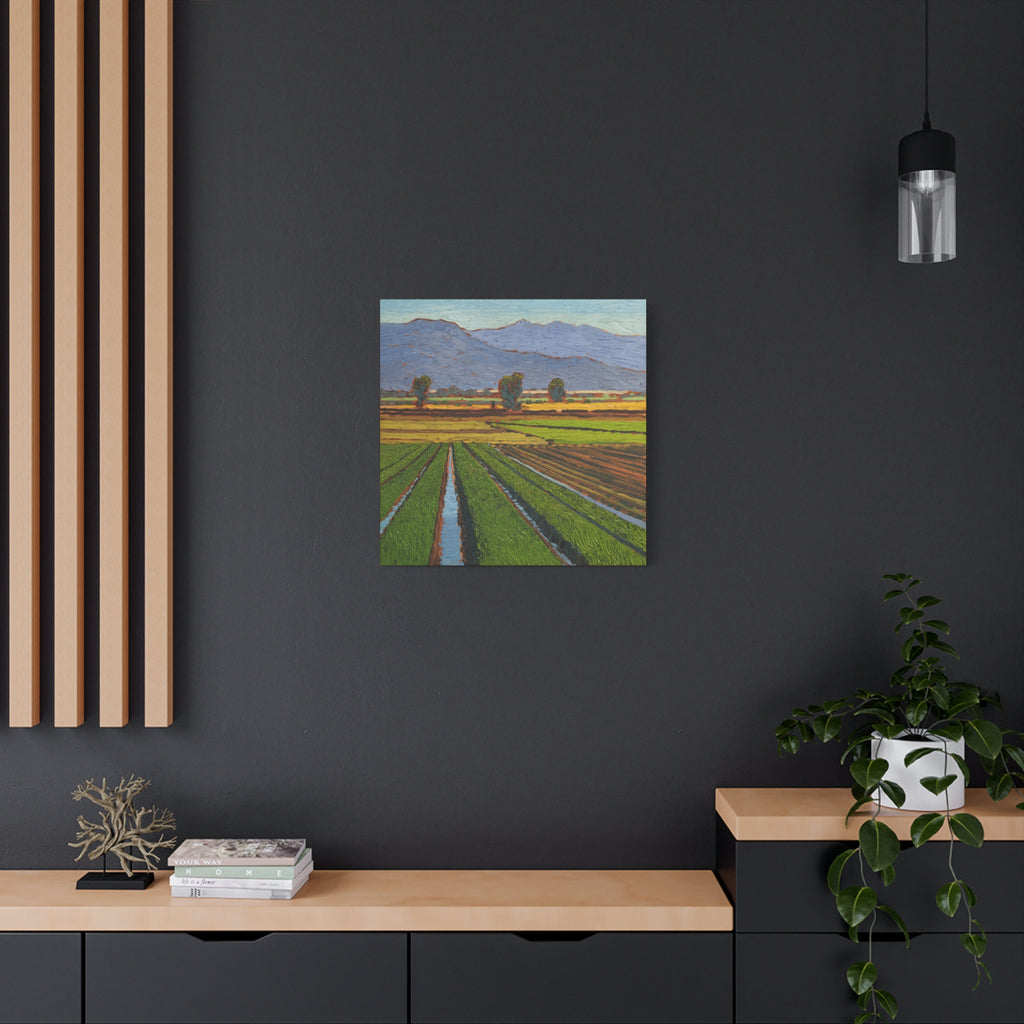 Agricultural Landscape Matte Canvas Print — Stretched Farm Field Wall Art