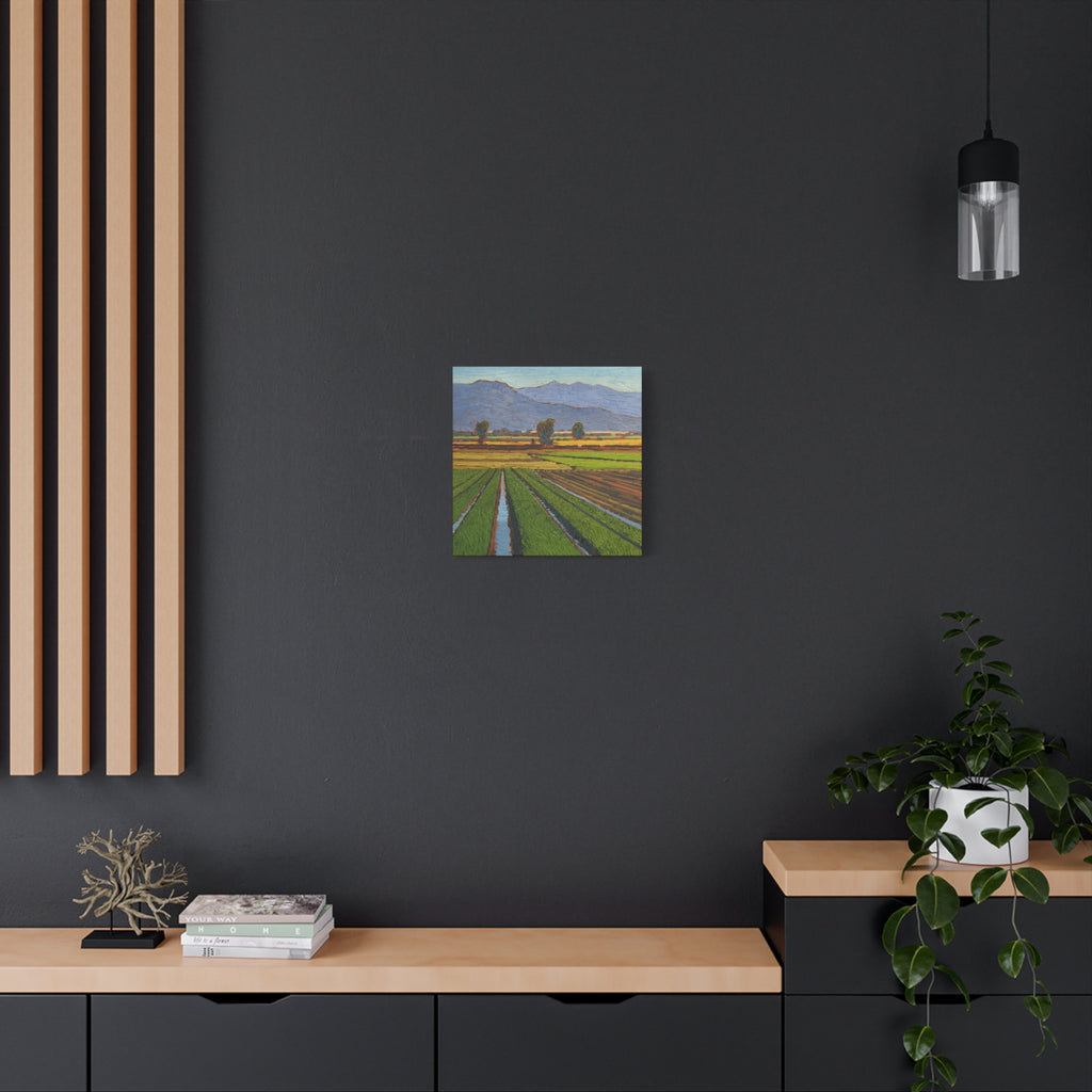 Agricultural Landscape Matte Canvas Print — Stretched Farm Field Wall Art