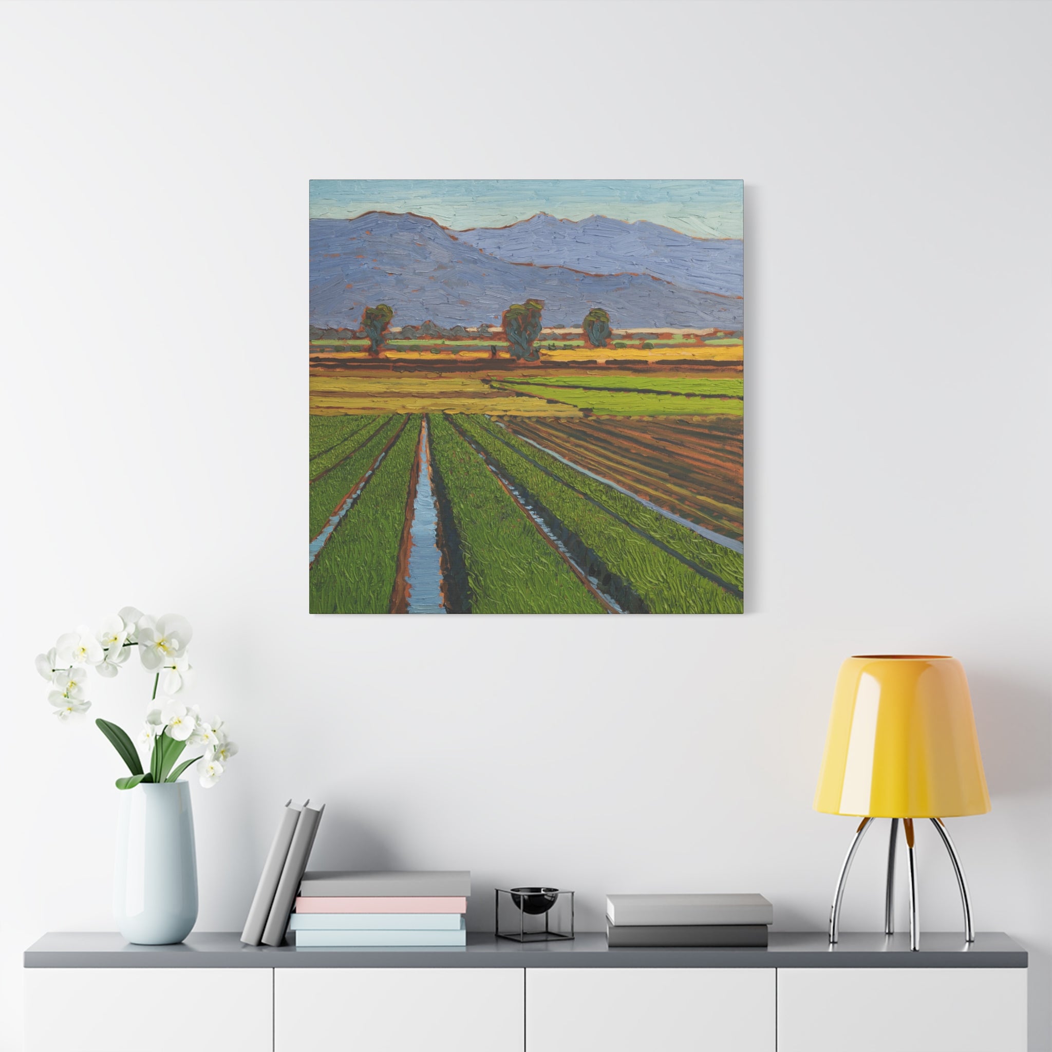 Agricultural Landscape Matte Canvas Print — Stretched Farm Field Wall Art