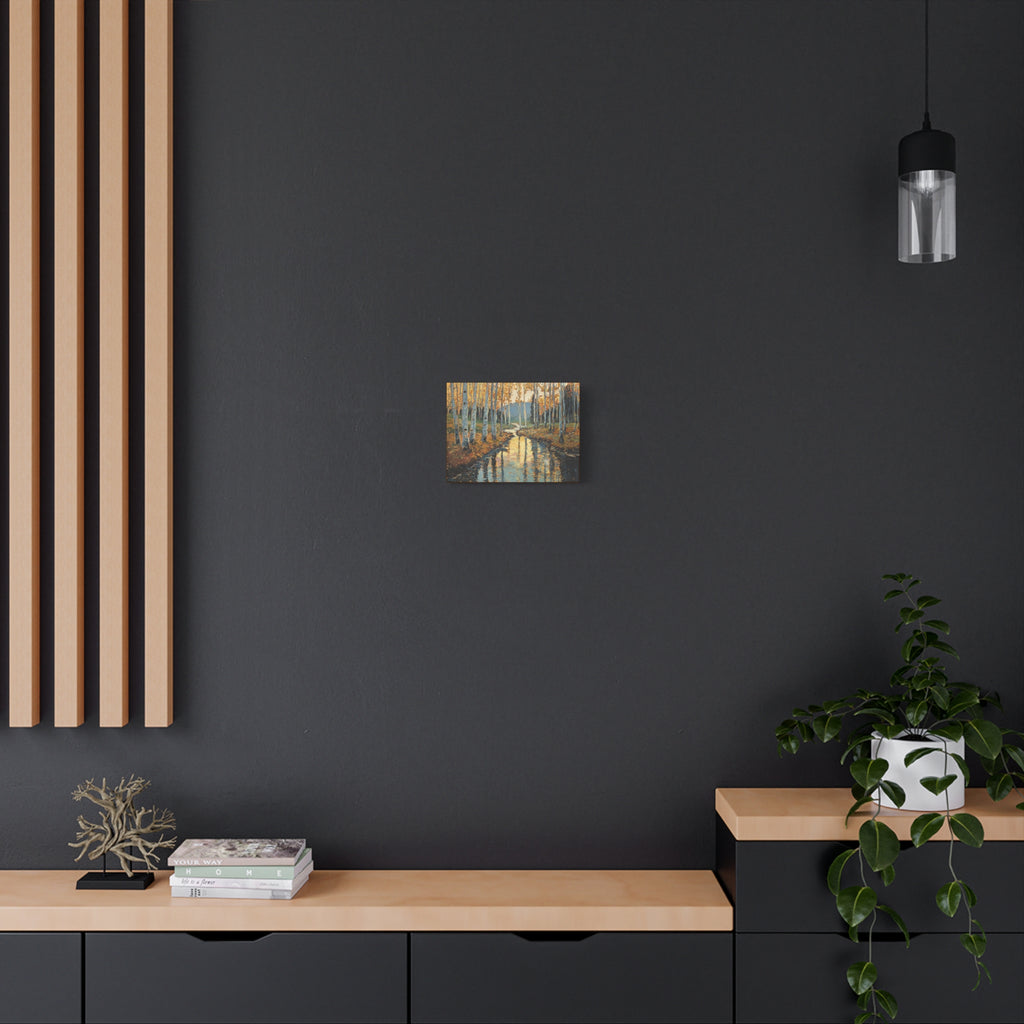 Autumn Birch Stream Matte Stretched Canvas — 1.25" Landscape Wall Art