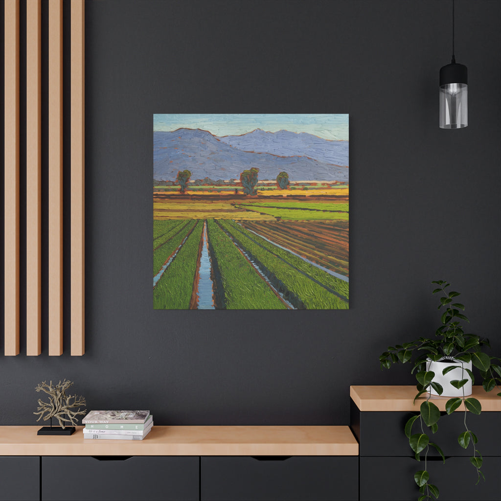Agricultural Landscape Matte Canvas Print — Stretched Farm Field Wall Art