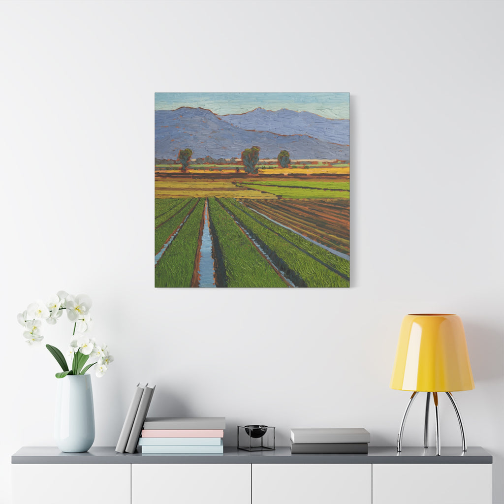 Agricultural Landscape Matte Canvas Print — Stretched Farm Field Wall Art