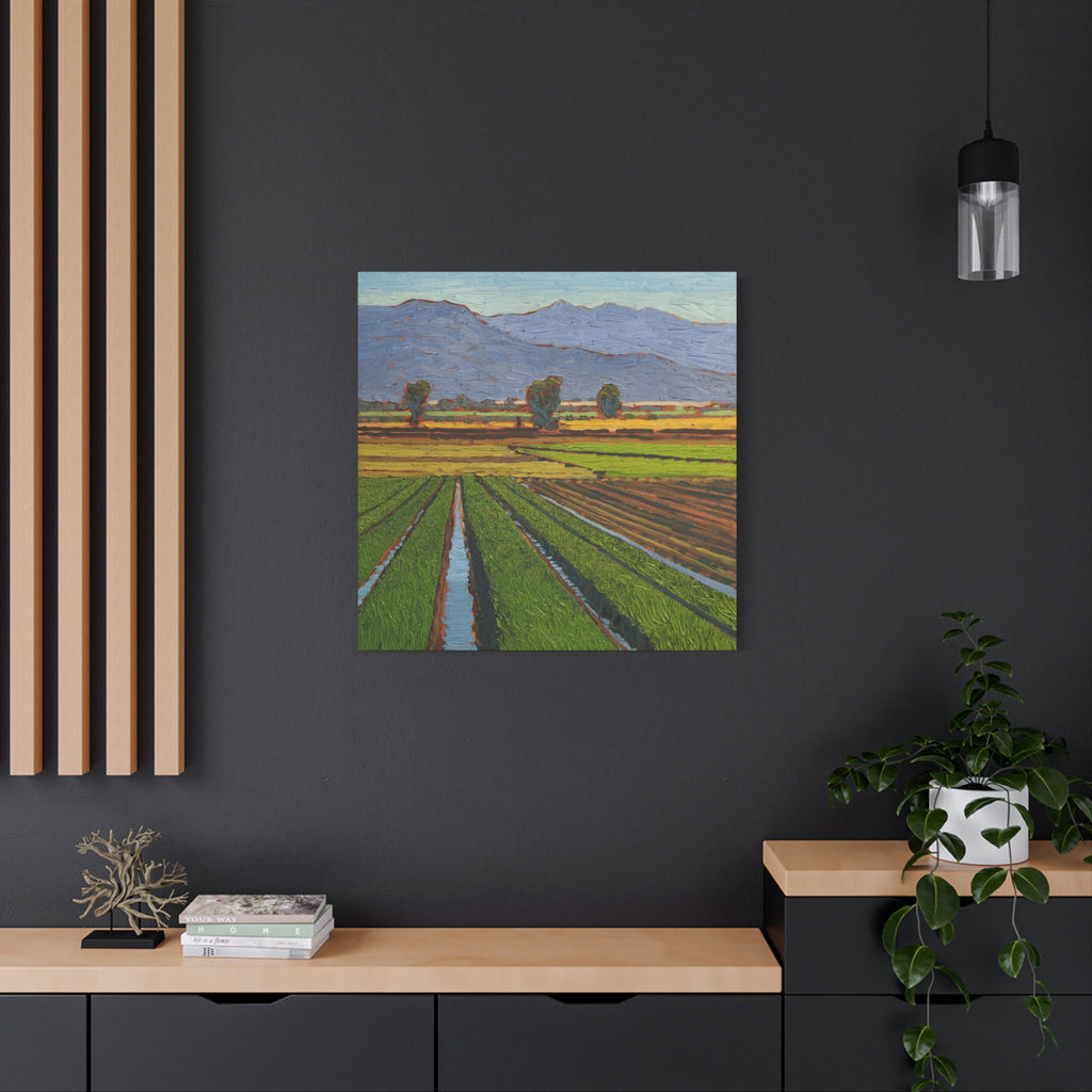 Agricultural Landscape Matte Canvas Print — Stretched Farm Field Wall Art