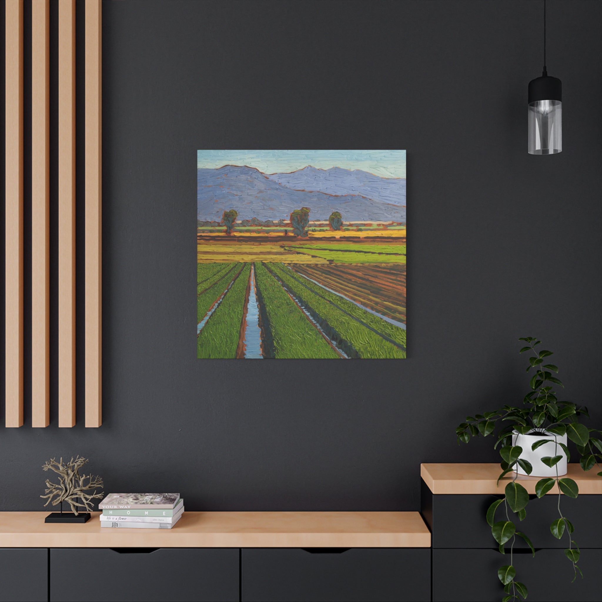 Agricultural Landscape Matte Canvas Print — Stretched Farm Field Wall Art