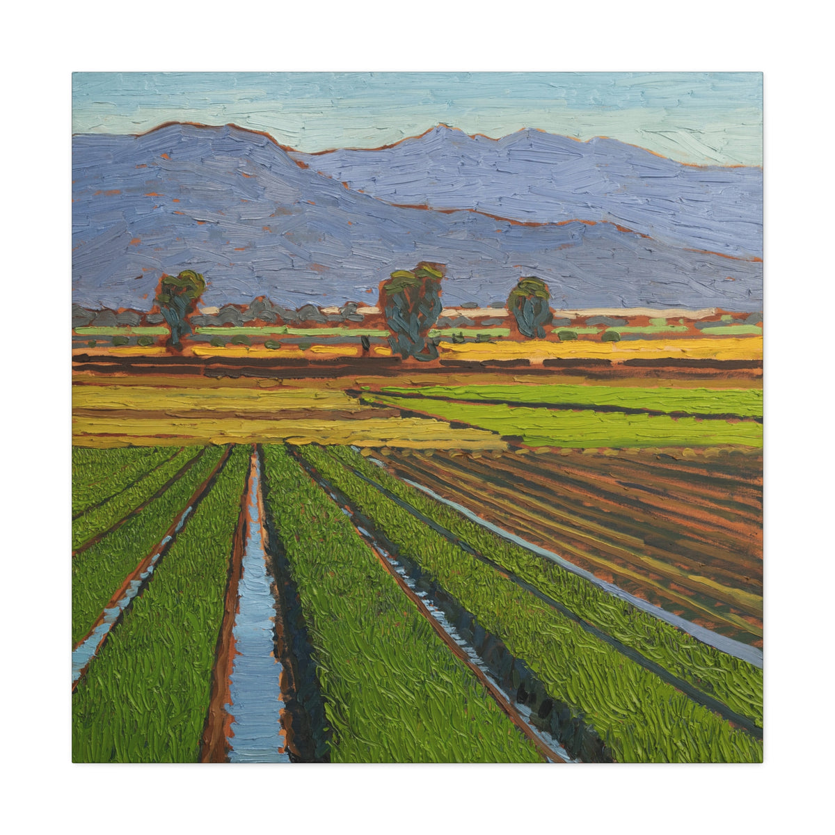 Agricultural Landscape Matte Canvas Print — Stretched Farm Field Wall Art