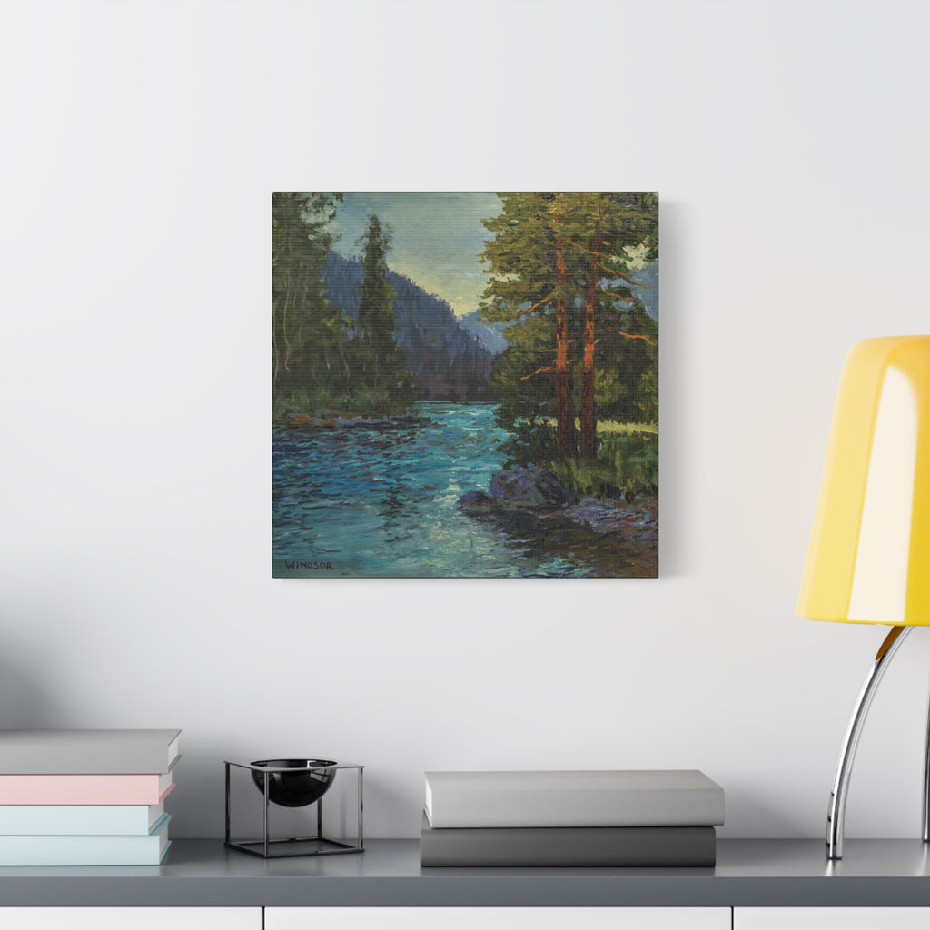 River and Pines Canvas Print