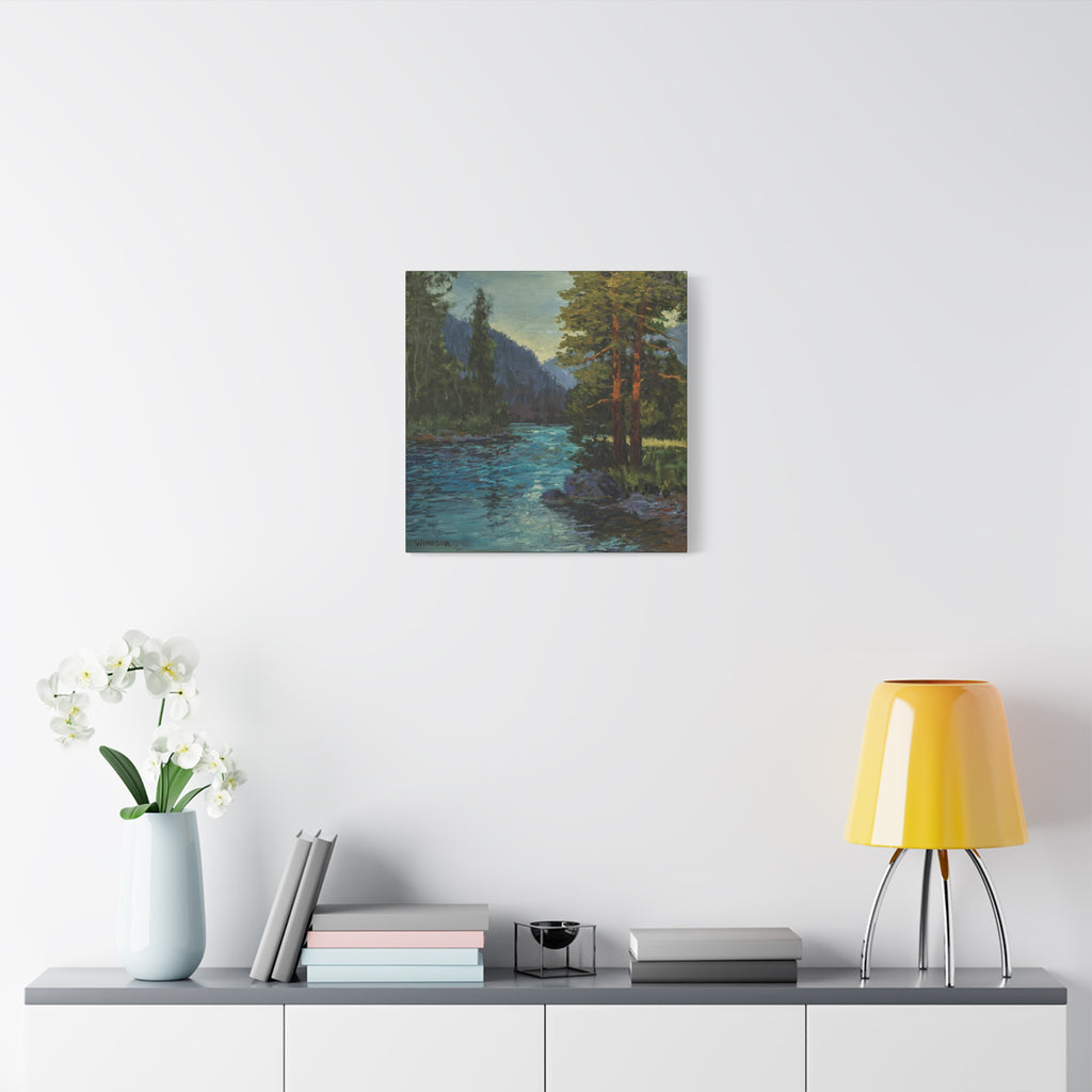 River and Pines Canvas Print