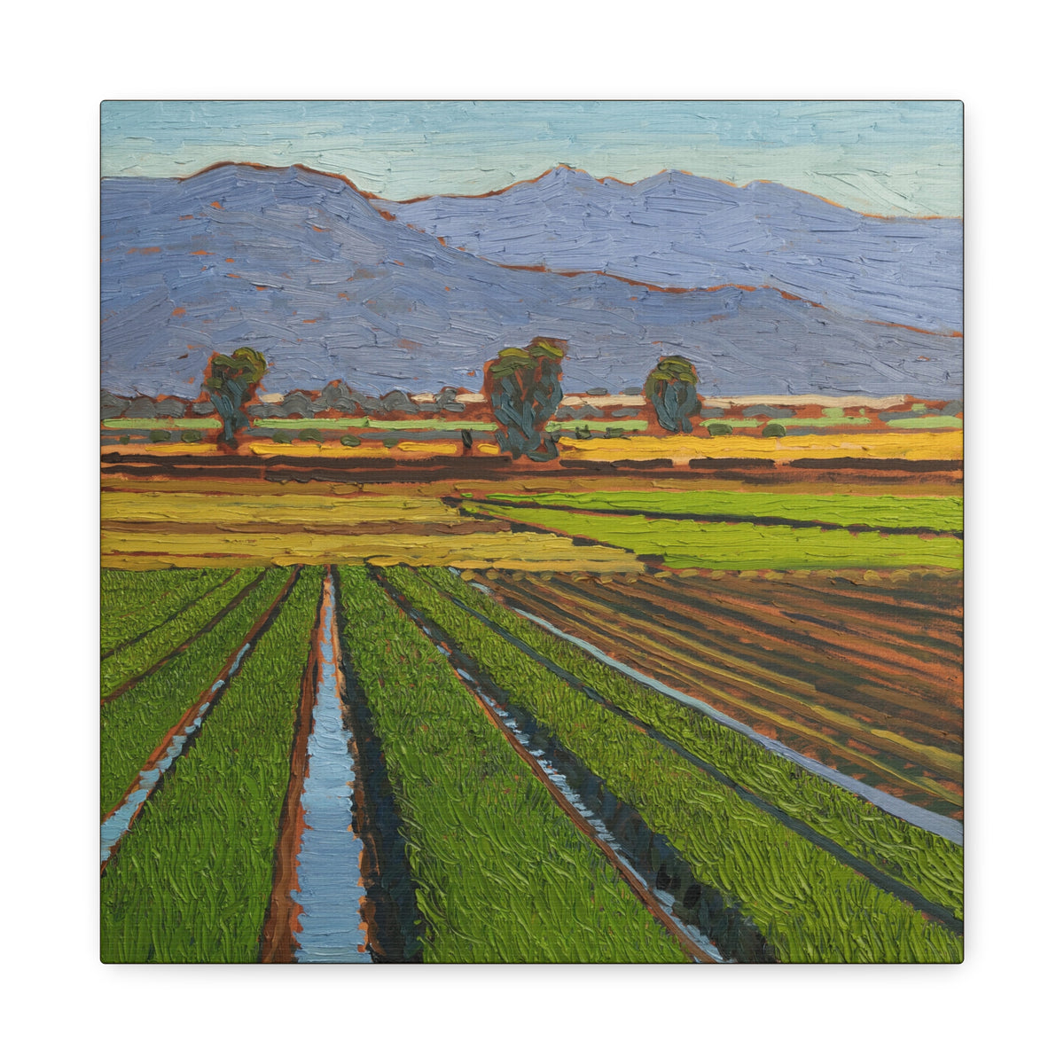 Agricultural Landscape Matte Canvas Print — Stretched Farm Field Wall Art