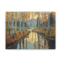 Autumn Birch Stream Matte Stretched Canvas — 1.25" Landscape Wall Art