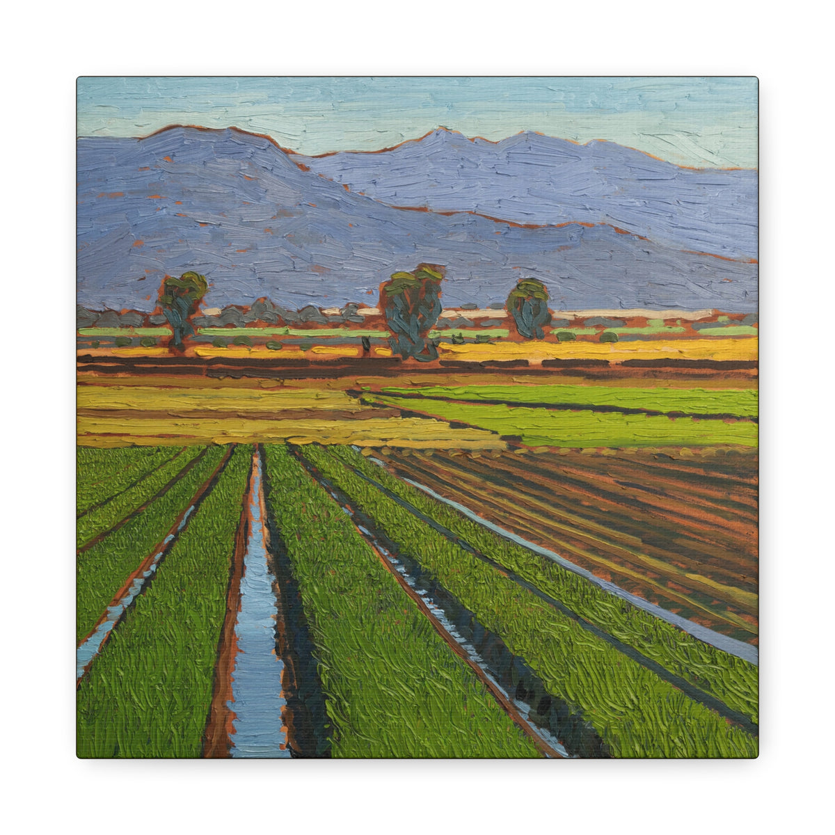 Agricultural Landscape Matte Canvas Print — Stretched Farm Field Wall Art