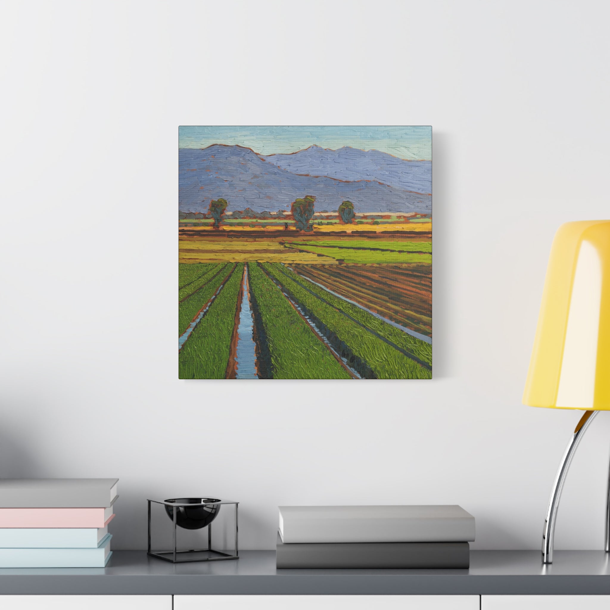 Agricultural Landscape Matte Canvas Print — Stretched Farm Field Wall Art