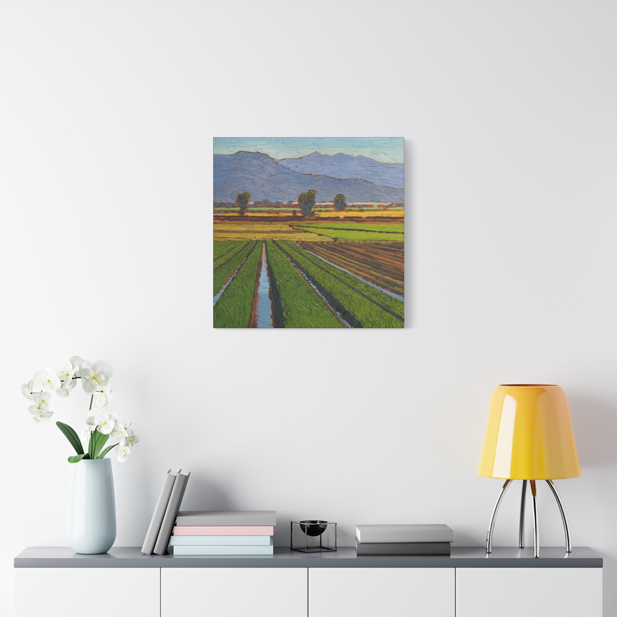Agricultural Landscape Matte Canvas Print — Stretched Farm Field Wall Art