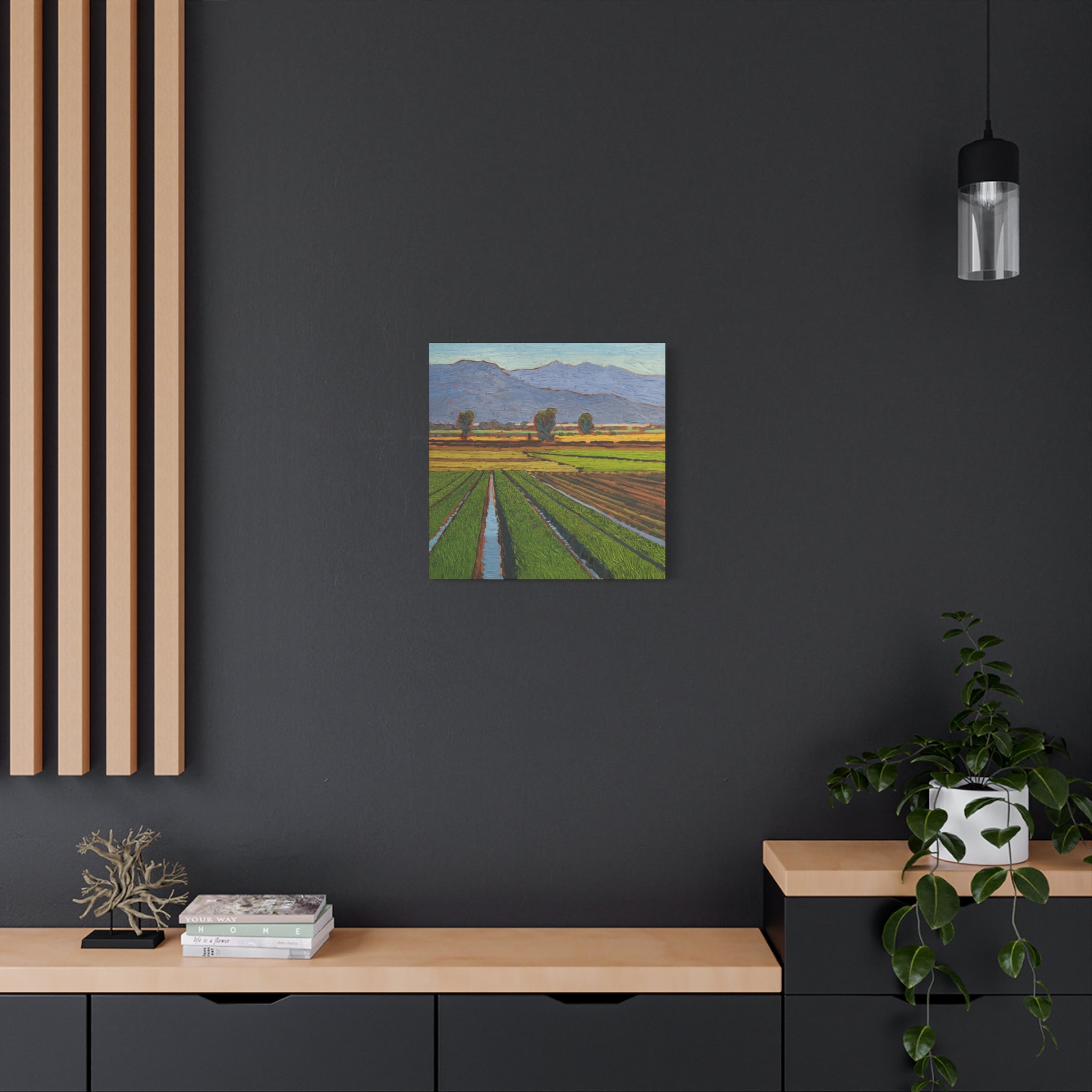 Agricultural Landscape Matte Canvas Print — Stretched Farm Field Wall Art