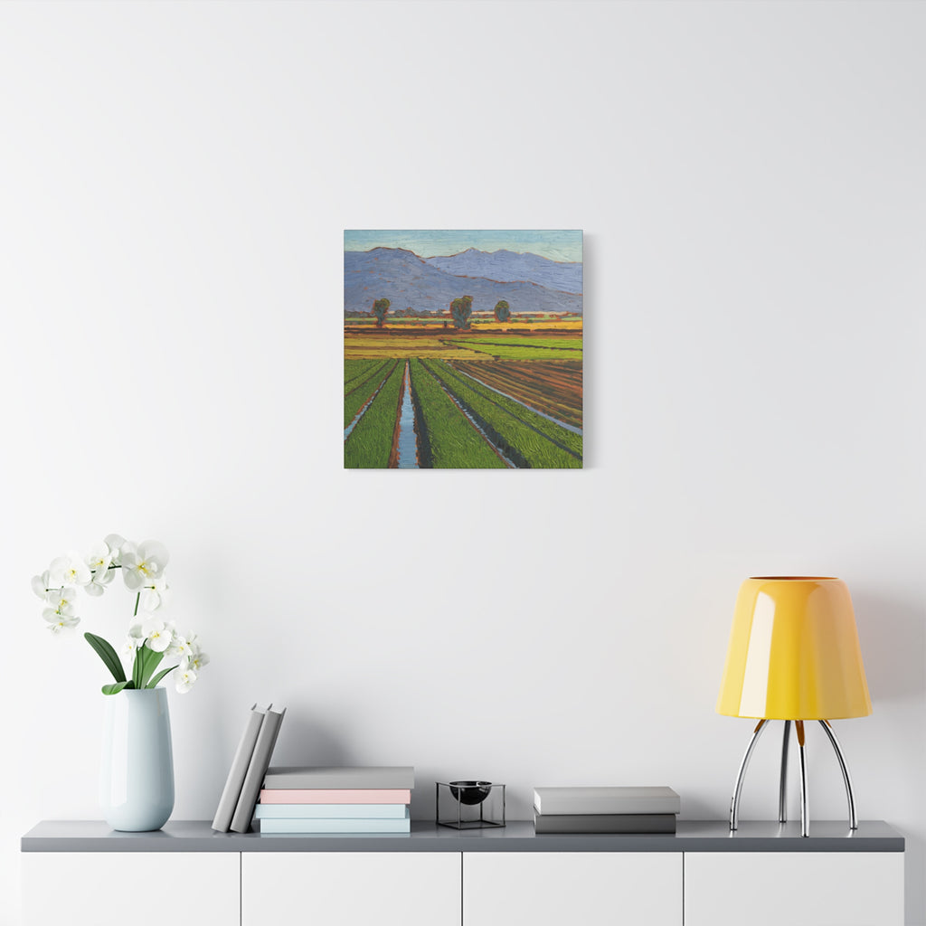 Agricultural Landscape Matte Canvas Print — Stretched Farm Field Wall Art