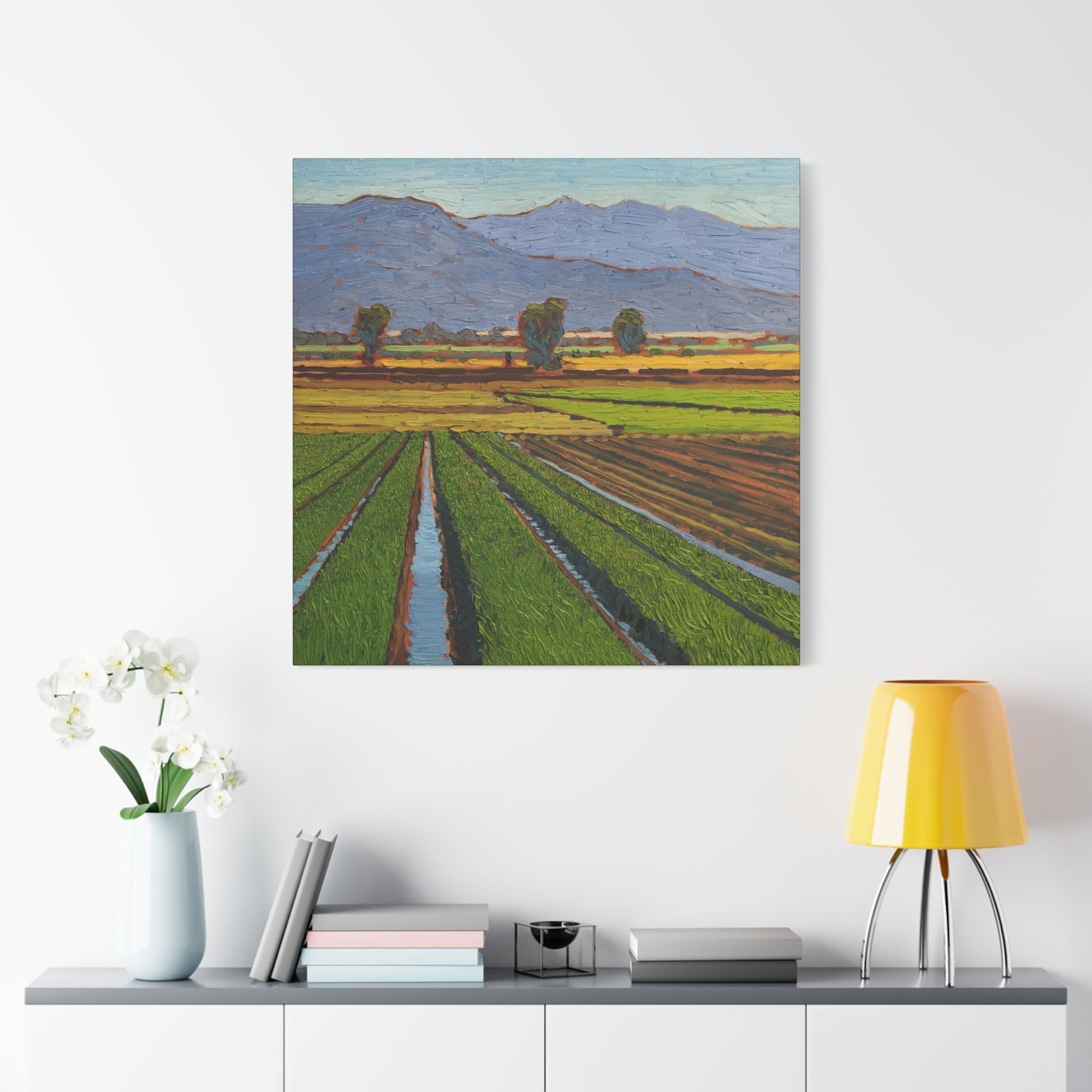 Agricultural Landscape Matte Canvas Print — Stretched Farm Field Wall Art