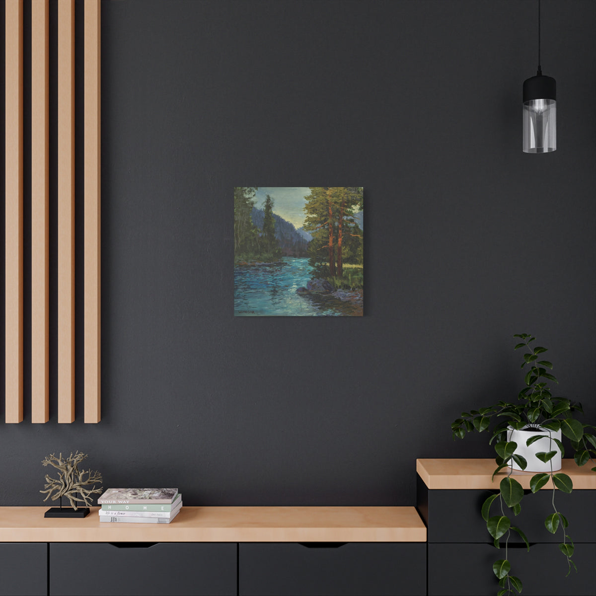 River and Pines Canvas Print