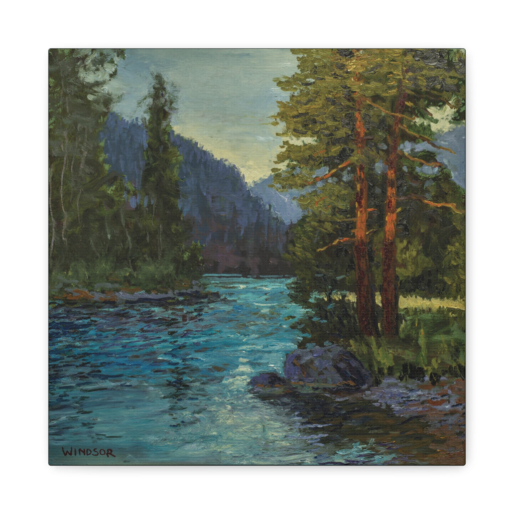 River and Pines Canvas Print