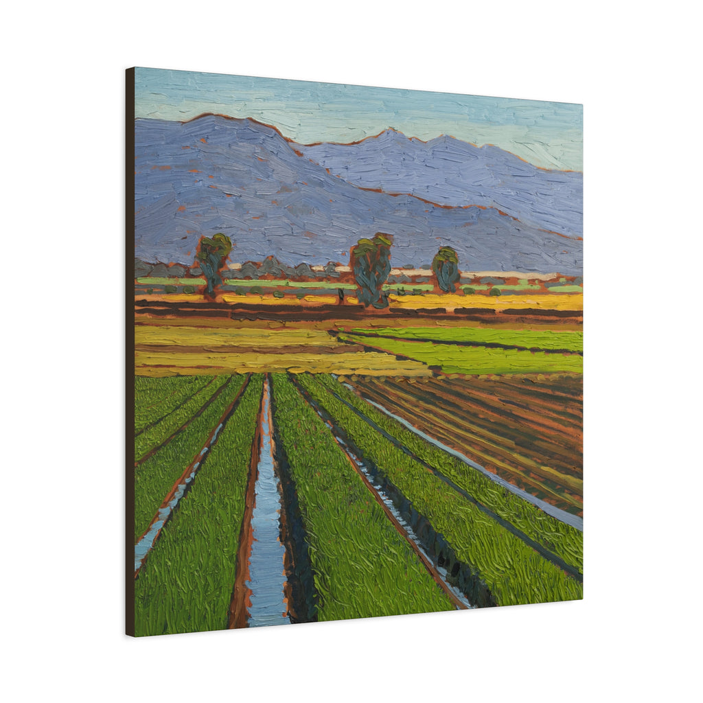 Agricultural Landscape Matte Canvas Print — Stretched Farm Field Wall Art