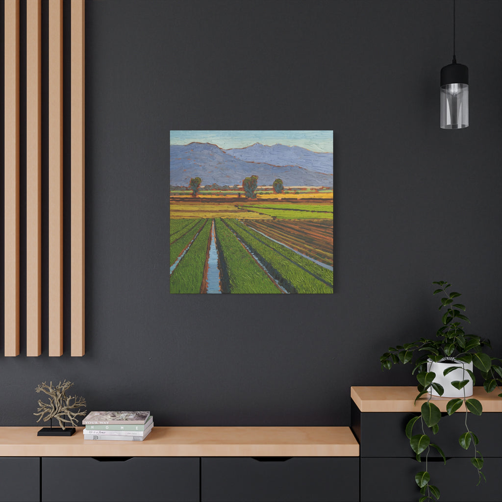 Agricultural Landscape Matte Canvas Print — Stretched Farm Field Wall Art