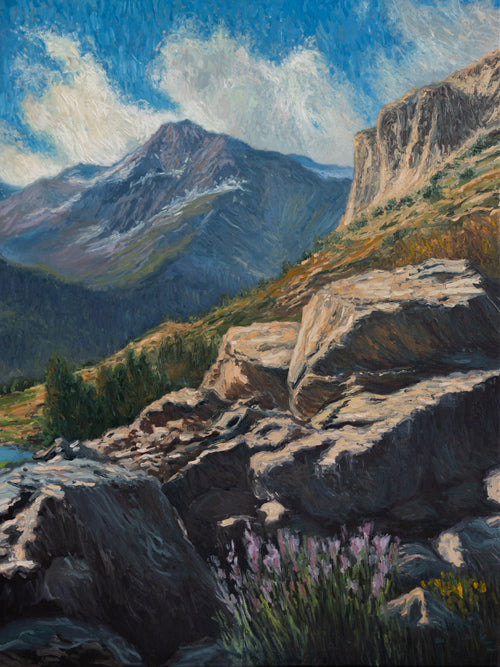 Alpine Rocks, an original oil painting by Thomas Windsor, 2024.